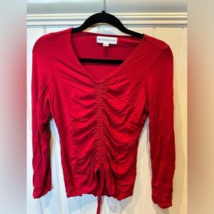 BRENDA BEDDOME Ladies Women’s Size Extra Small Red Long Sleeve Gathered Top